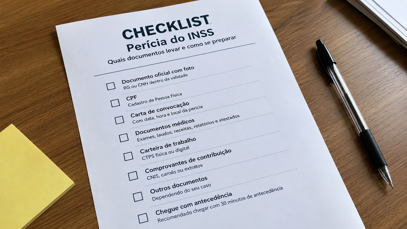 Quais Documentos Levar e como se preparar para a Perícia do INSS? Veja o Checklist Para 2026 - Taveira Advogados - Advocacia Previdenciária - Especialistas em INSS